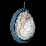 Pendant with large Mexican Crazy Lace Agate set in oxidized sterling silver. 