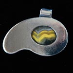 Pendant made from rare Bumble Bee Jasper, set in a window of sterling silver.